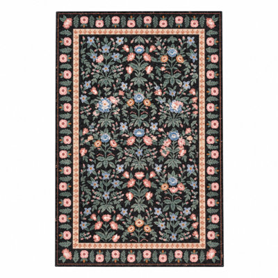 Vintage Floral Area Rug Non Slip Washable Indoor Rug