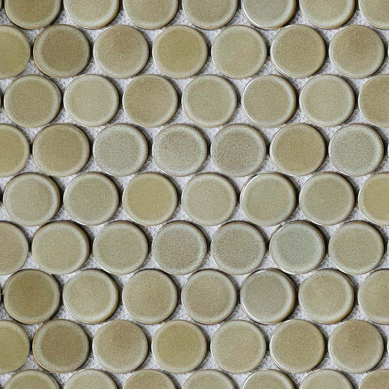 Mosaïque ronde en porcelaine 2 pouces, Gris