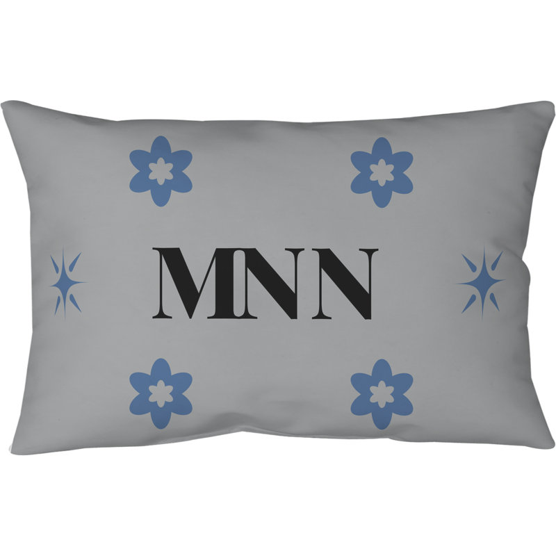 Coussin en polyester filé Minnesota , Gris / noir / bleu, Rectangulaire H 14 po x l 20 po