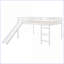 Lit mezzanine pleine grandeur en pin massif avec glissade - aucun sommier nécessaire - blanc pour la chambre à coucher-849965459