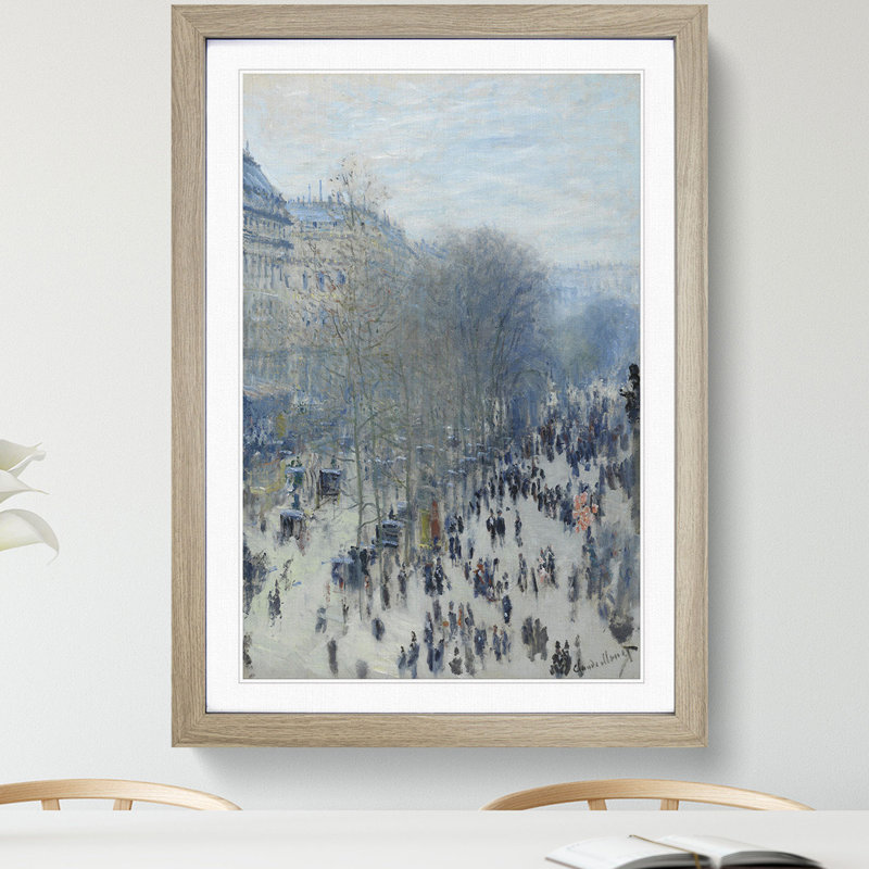 Boulevard Des Capucines by Claude Monet - Picture Frame Painting, Oak, 48cm H x 36cm W x 2cm D