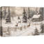 Hiver, campagne rustique, Noël, cerf, pin, forêt, décor de vacances, impression sur toile encadrée-107118139-107118146