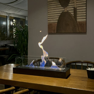 Wood Bio-Ethanol Tabletop Fireplace with Flame Guard