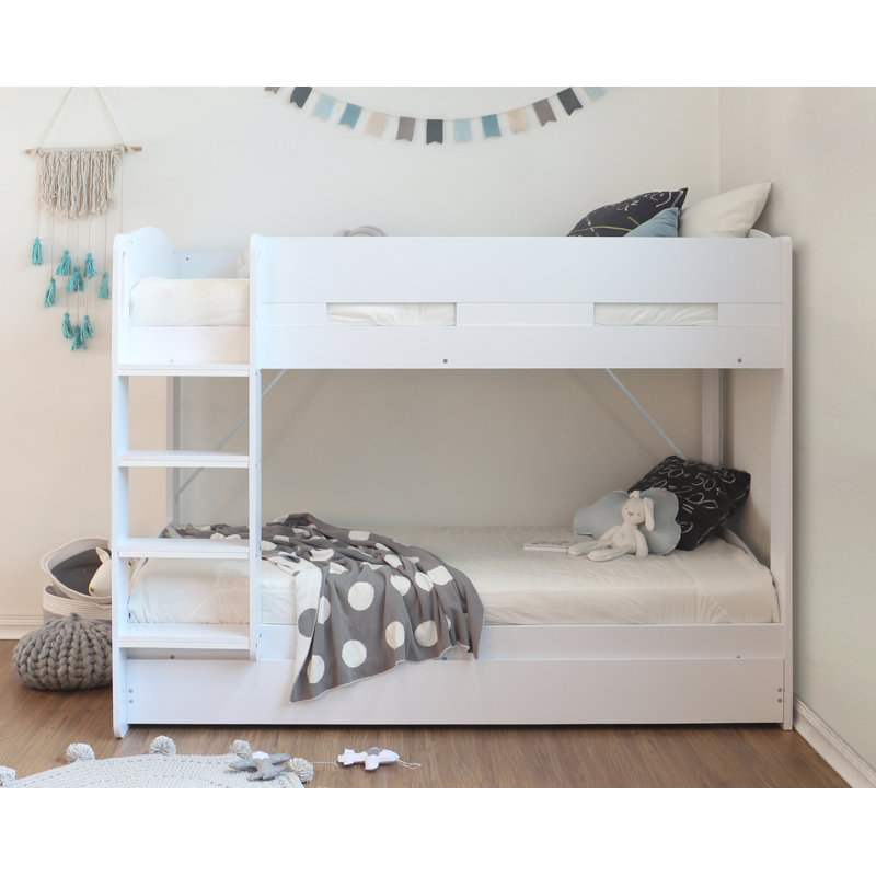 Cece 90 X 190cm Bunk Bed with Trundle Included, White
