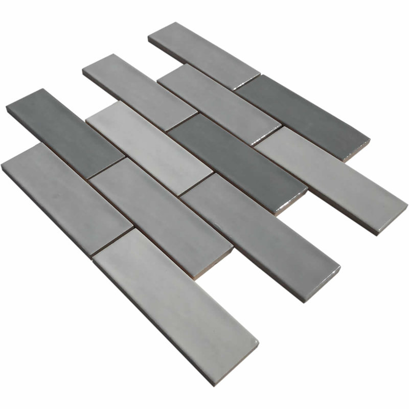 2" x 6" Porcelain Brick Joint Mosaic Wall & Floor Tile, Gray