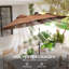 Parasol et accessoires en polyester sur cadre en acier avec inclinaison et auvent double face de 9,7 pi