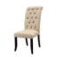 Chaises de salle à manger rustiques en tissu beige, ensemble de 2 - Dossier et structure en bois noir antique, revêtement et cadre inclus