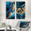 Buttercups Flowers and Safire Crystal Energy I - ensemble de 2 décorations murales en métal bouton d'or bleu - imprimé sur métal