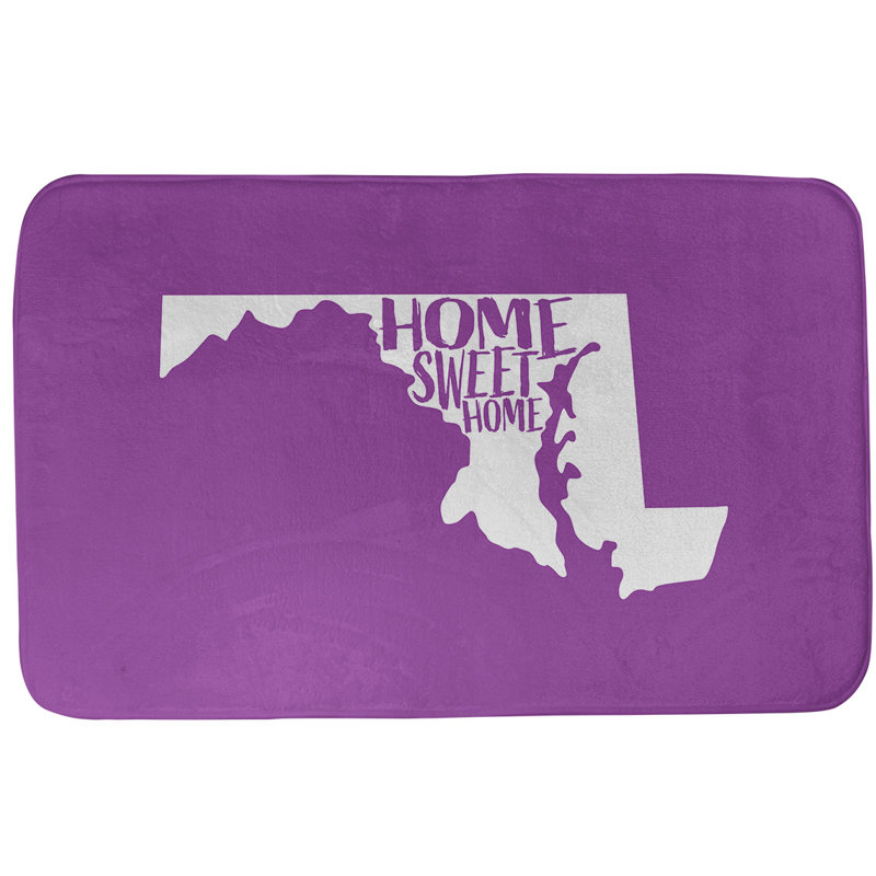 Tapis rectangulaire antidérapant pour salle de bain, L 21 po x L 34 po, Mauve, Home Sweet Home Maryland