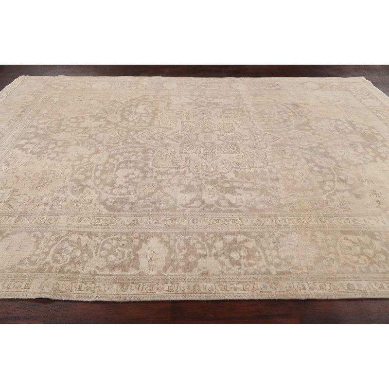 Tapis décoratif en laine de conception unique 8 pi 1 po x 11 pi 8 po noué à la main
