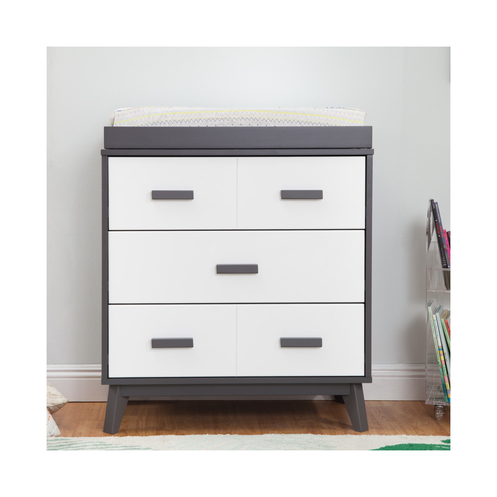 Scoot 3 Drawer Changing Table, Slate/White