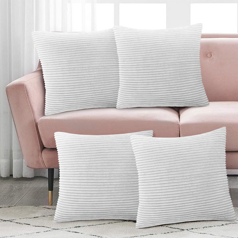 Striped Square Euro Cushion Cover, White