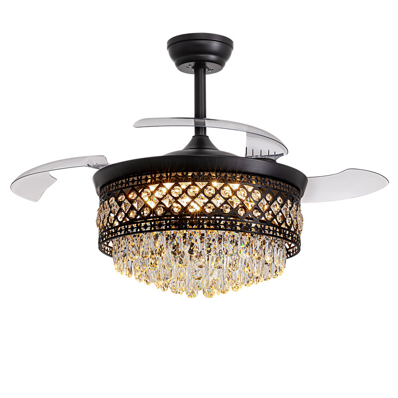 48" 3-Blades Crtsyal Chandelier Ceiling Fan with Light