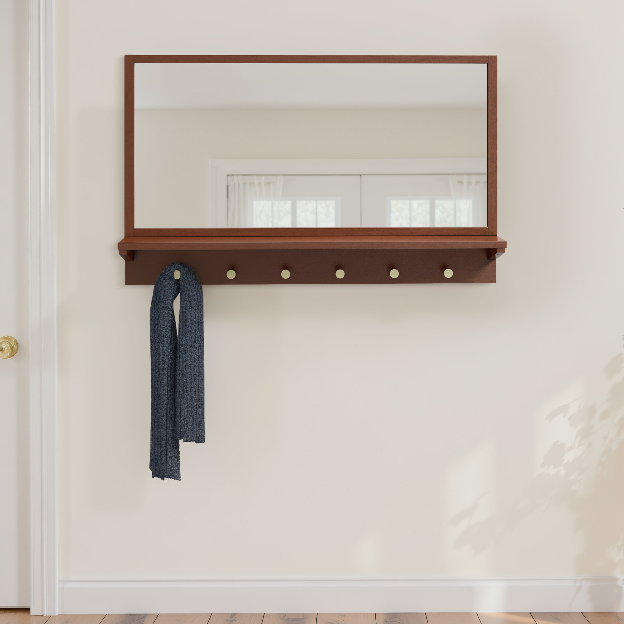 Adreanna Wood Rectangle Wall Mirror, 21" x 28", Pecan