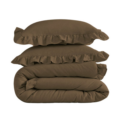 Clara 100% French Linen Breathable Ruffle Duvet Cover Set