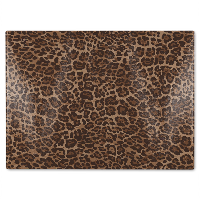 Leopard Print Glass Chopping Board, 28cm L x 20cm W