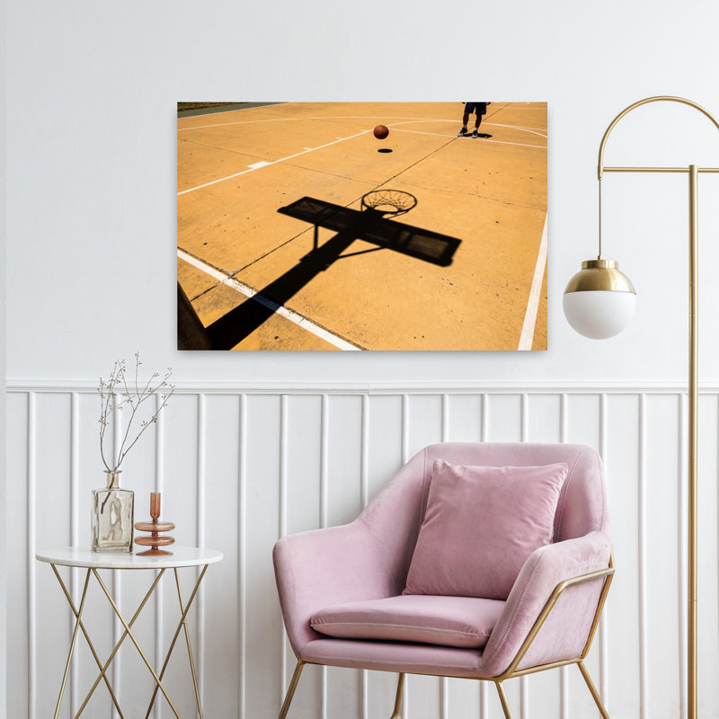 «Sunny Court», art abstrait urbain contemporain, H 24 po x l 36 po