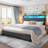 Upholstered Bed With Storage Shelf & Led Lights & Charge Station	-1392389754-1392389701