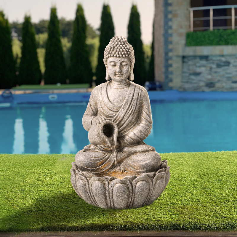 Outdoor Sculptural Fountain with Lights