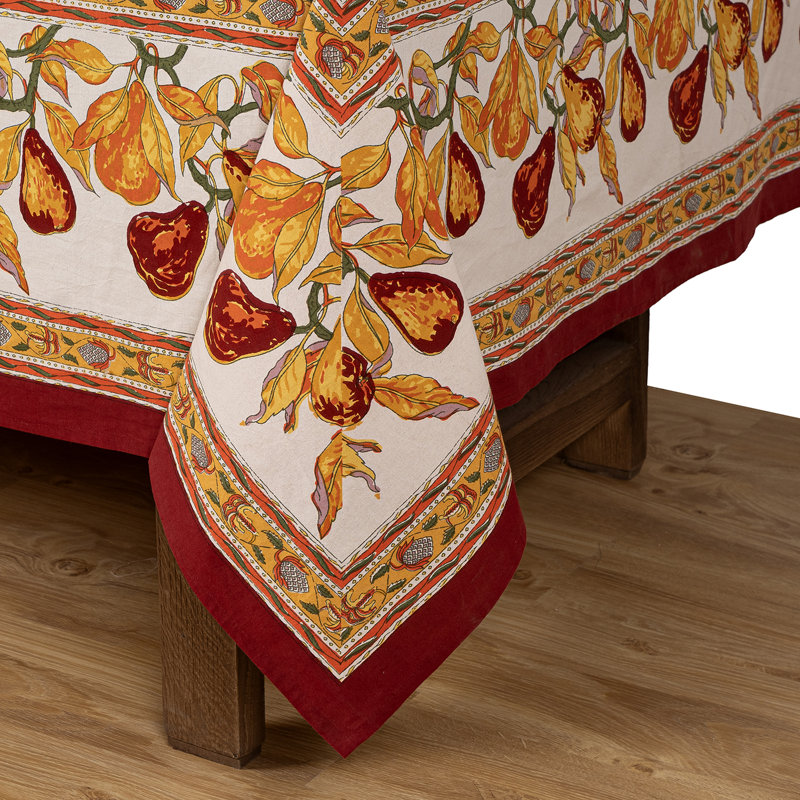 Orchard Pear Handmade Floral Tablecloth, 142" x 71"