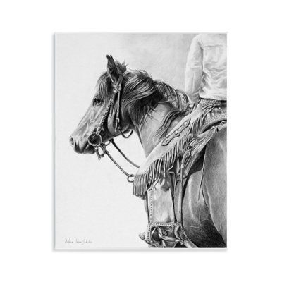 Art mural détaillé détaillé sur étalon et cowboy par Victoria Schultz