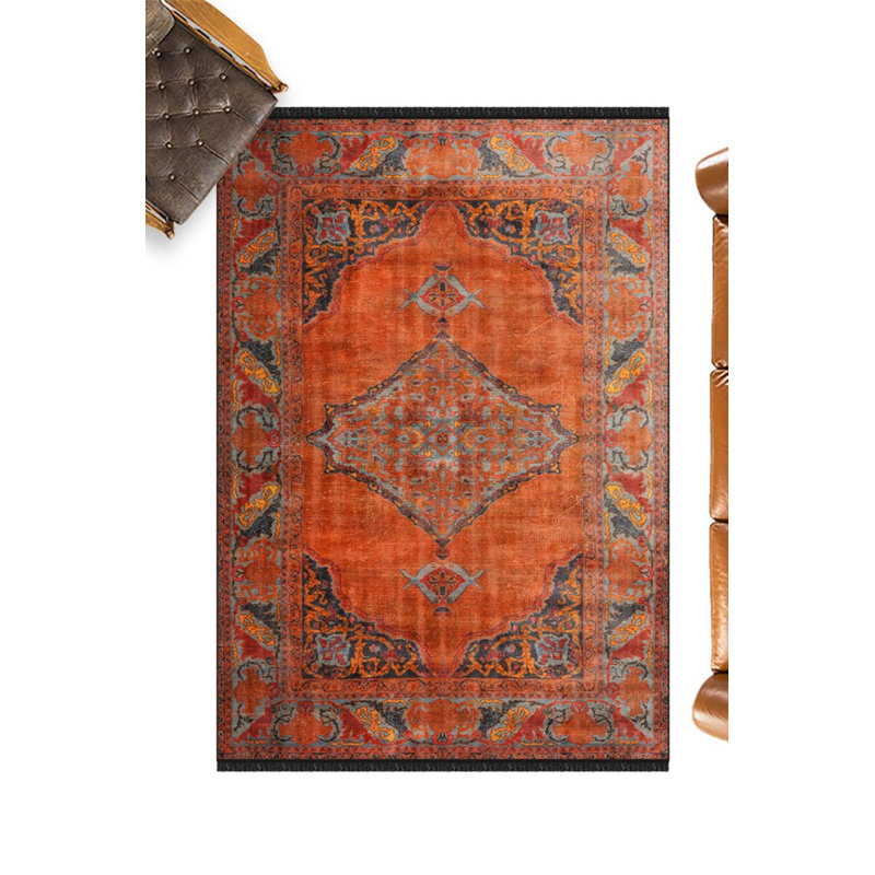 Tapis orange et noir Ella, Rectangle 2 pi 8 po x 5 pi