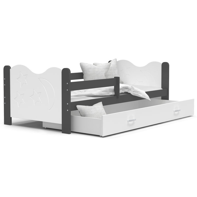 European Toddler (80 x 160cm) Drawer Standard Beds Bed, No, White/Grey
