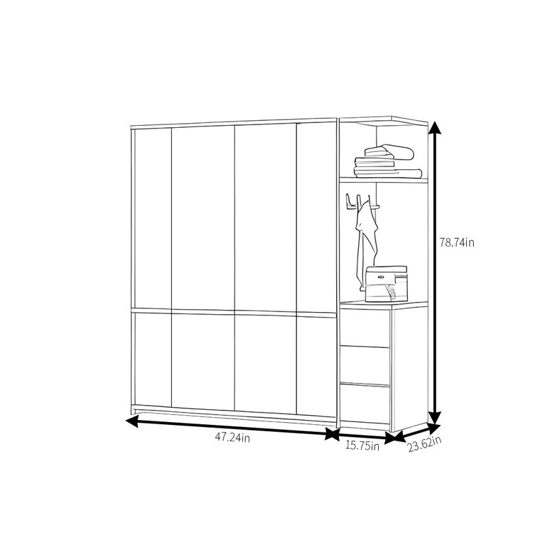 Kasper, H 78,74 po x l 62,99 po x P 23,62 po