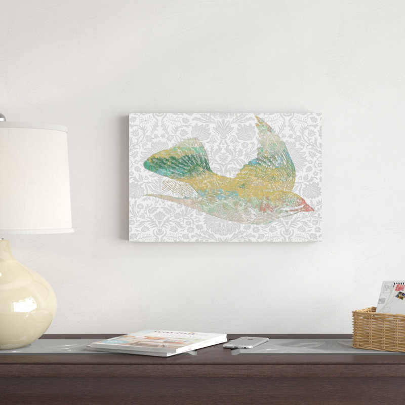 Motif d'oiseaux III, H 12 po x l 18 po x P 1,25 po