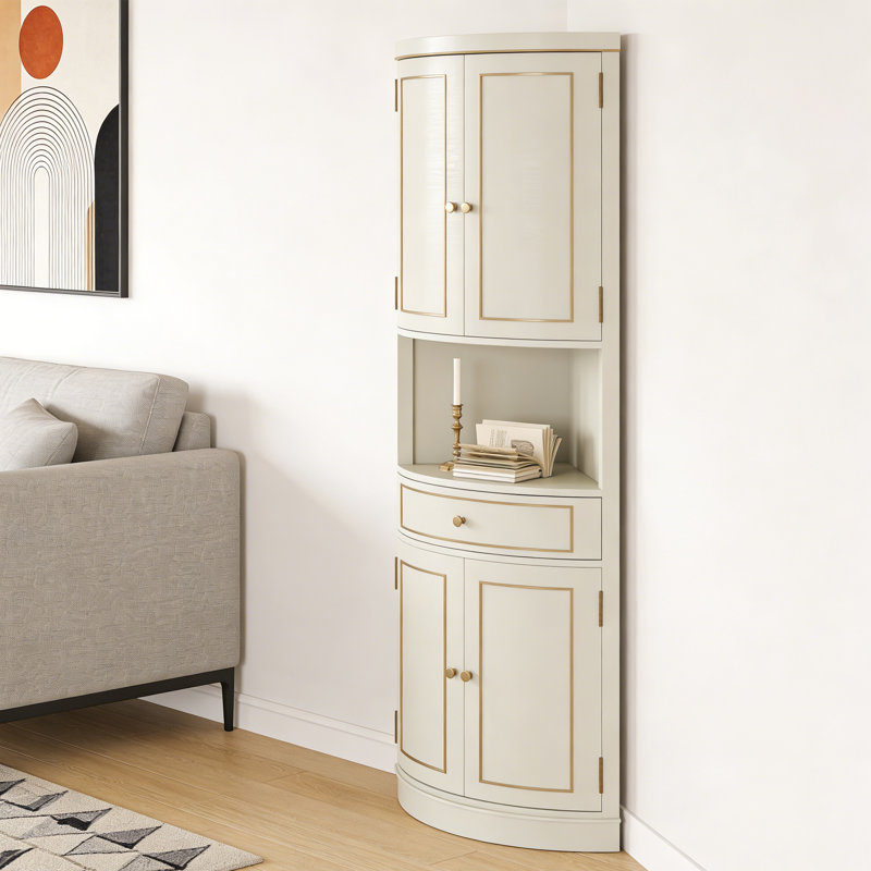 Une armoire d'angle multifonctionnelle et peu encombrante, Ivoire ivoire