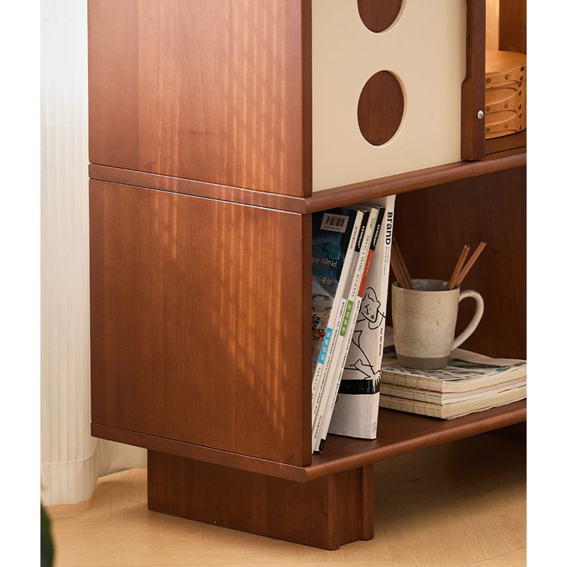 Nordic Holly Wood Sideboard With Sliding Doors For Storage And Bookshelf