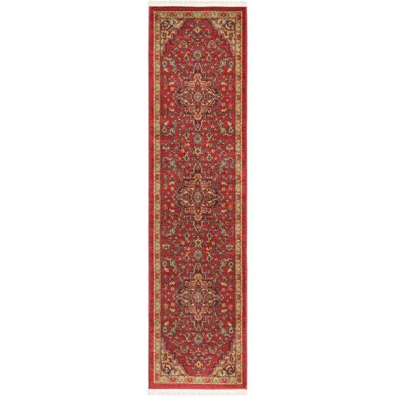 Tapis traditionnel Azar couleur merlot, Tapis de couloir 2 pi x 8 pi