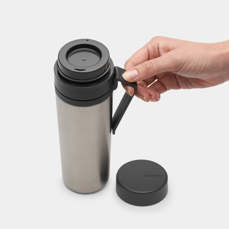 Brabantia Make & Take Insulated Flask, 16.9 oz (500 ml), Stainless Steel, Dark Gray