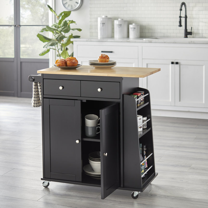 Ferraro Wood Kitchen Cart, Black