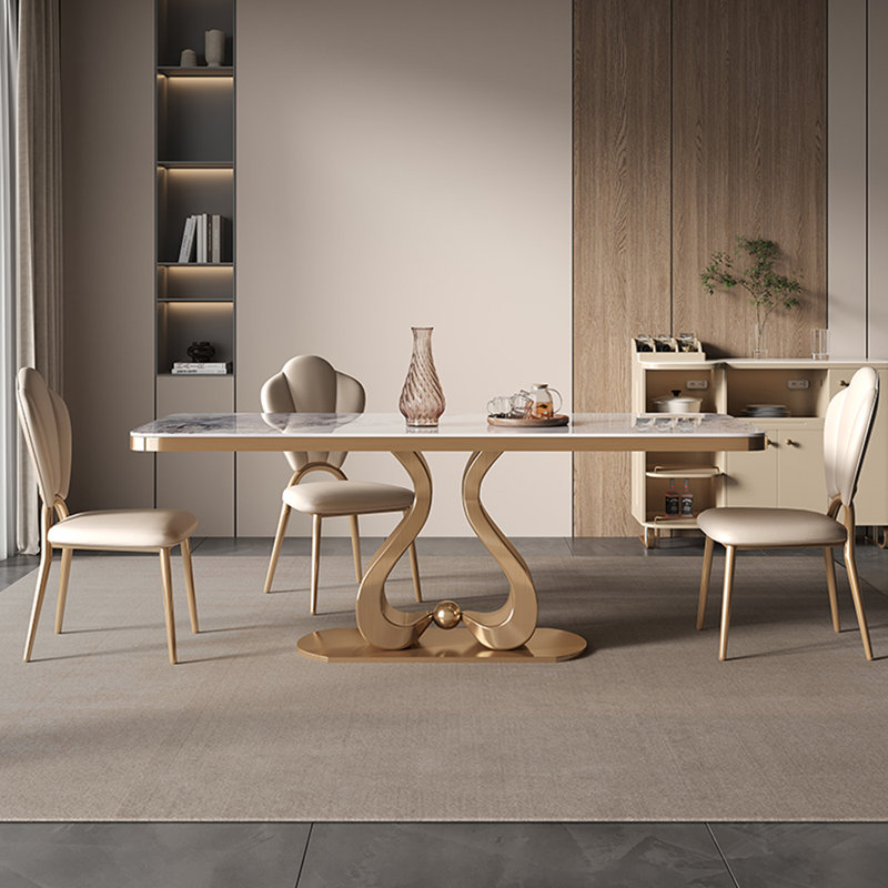 Luxury modern rectangular dining table, 29.5"H x 78.7"L x 35.4"W
