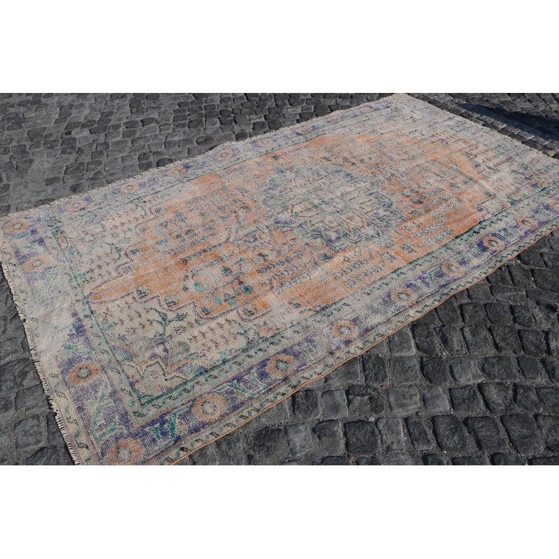 Grand tapis turc anatolien vieilli de style Oushak orange neutre pour la chambre à coucher