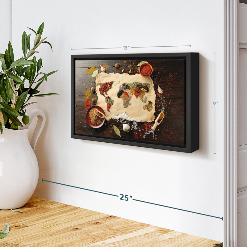 "Carte du monde des épices, art mural", H 9 po x l 13 po