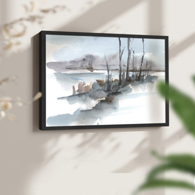 «Winter Stream Watercolor I», reproduction encadrée