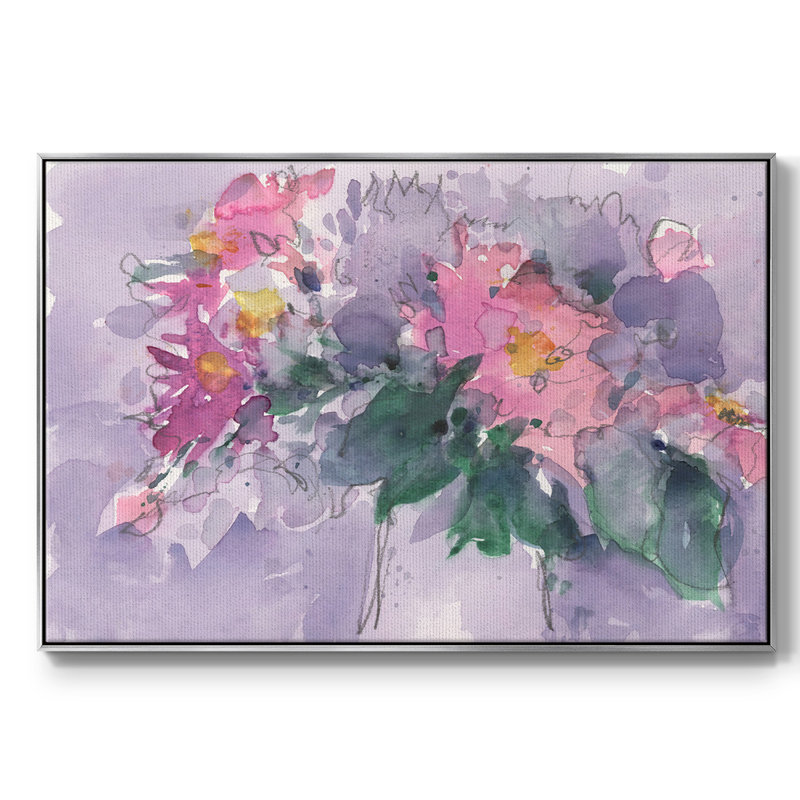 "Floral occasion I", reproduction sur toile, Argent, H 25 po x l 37 po x P 2 po