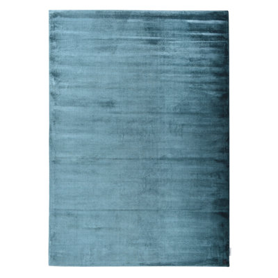Shine Solid Colour Hand Woven Hand Loomed Teal Area Rug