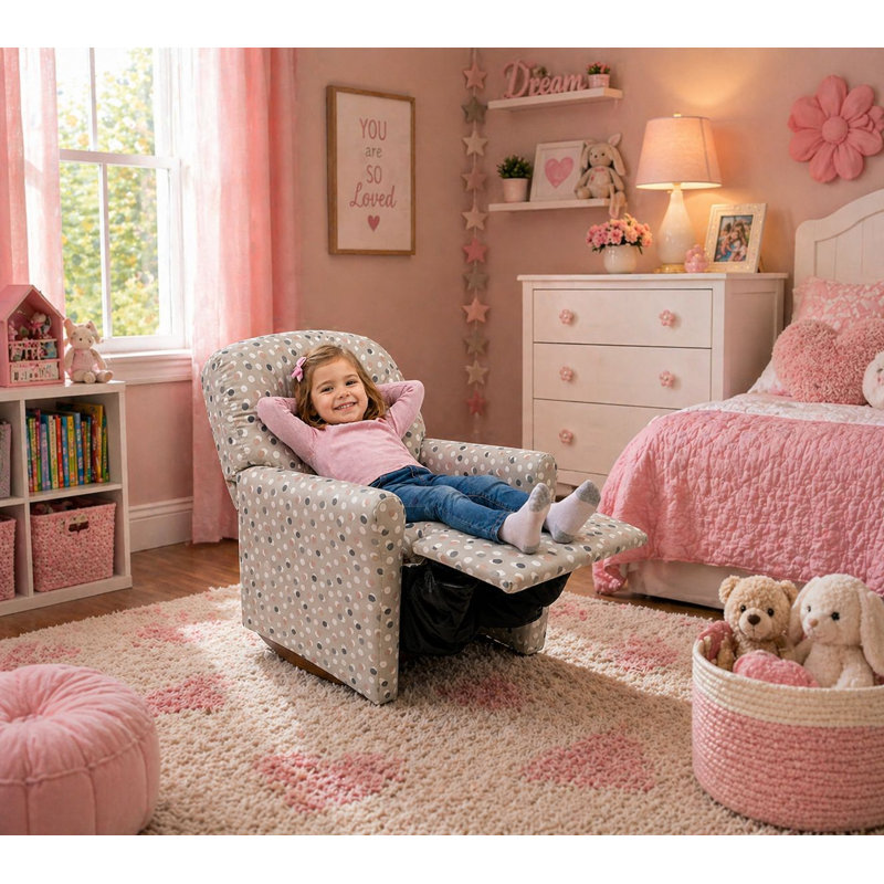 Kids Rocker Recliner Chair in Free Dots French Grey - Multiple Patterns Available!, Gray Free Dots