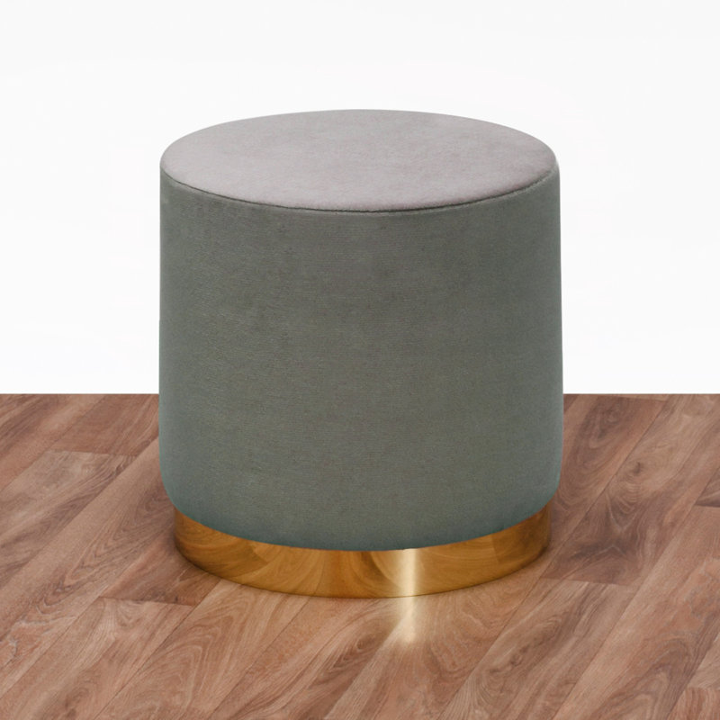 Repose-pieds rond 15,7 po Frasure, 100% polyester gris / or