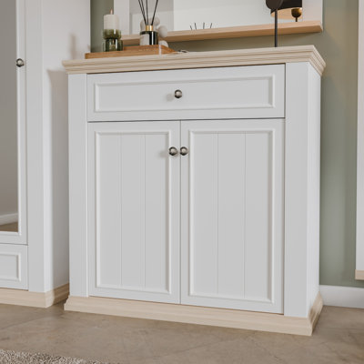 Archimbald Modern cottage style 2-door, 1-drawer shoe cabinet, engineered wood, decor, 98.9 cm W x 101.3 cm H x 43.5 cm D
