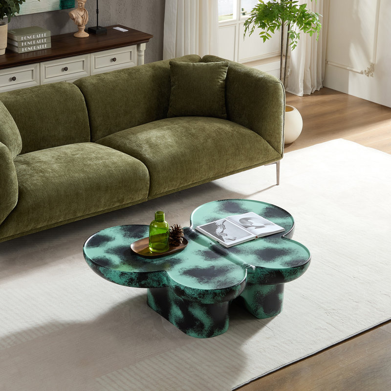 Table basse moderne en faux travertin texturé pour le salon / bureau, Vert