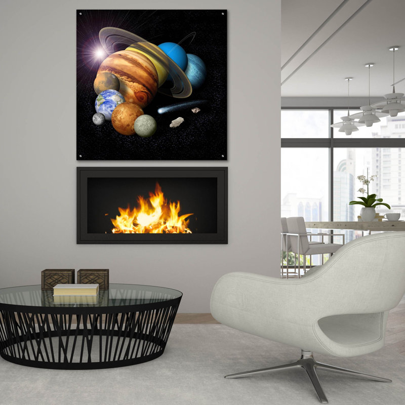 «Solar System Montage With Eight Planets Artist Concept» par la NASA, art mural en verre acrylique, 36 po x 36 po