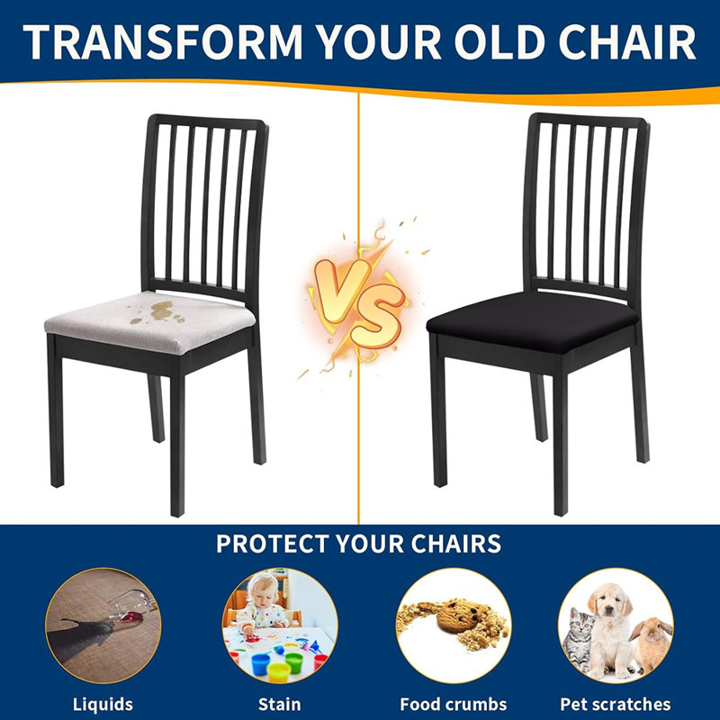Housses de siège de chaise - [Couleur] - Ensemble de 4 / Tissu extensible / Housse de chaise de salle à manger amovible et imperméable pour la cuisine, la salle à manger, l'hôtel ou la fête