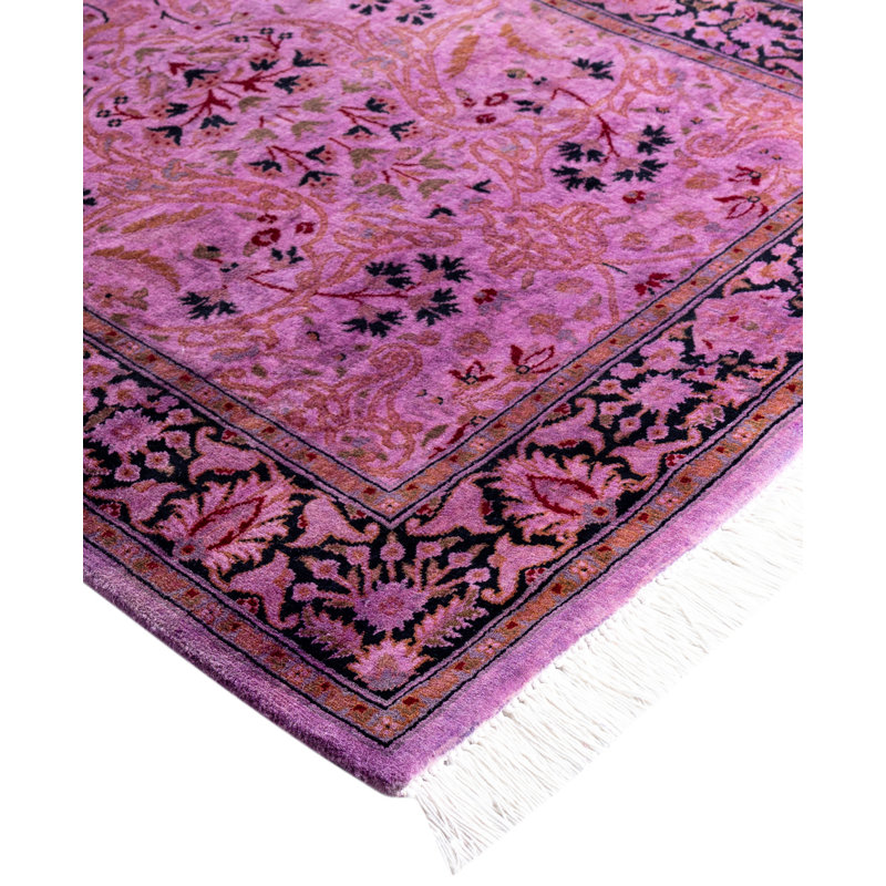 Overdyed Hand-Knotted Wool Modern-Contemporary Purple Runner 2' 6" x 12' 5"