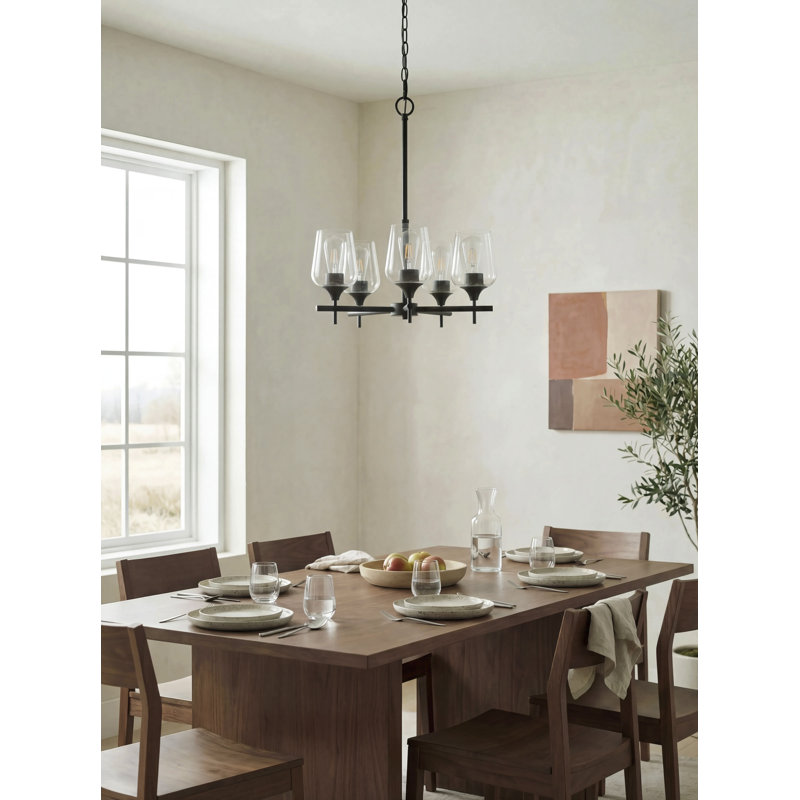 Kohn Chandelier, Clear, Matte Black