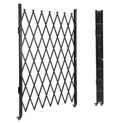 Single Folding Security Door, 61"H x 71"W Portable Flexible Expandable Fence Gate, Steel Accordion Security Gate with 360°Rolling Wheel - Ideal for Courtyards, Garages, Gardens