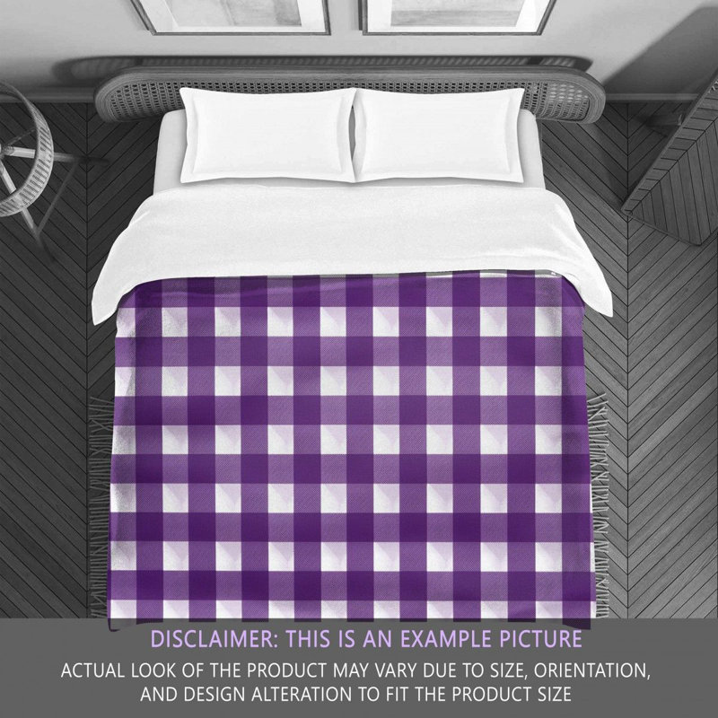 Gingham Comforter, King Comforter, Purple/Silver